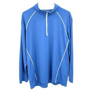 San Soleil Womens‎ XL Blue Athletic 1/4 Zip Mock Neck Long Sleeve Top UPF 50